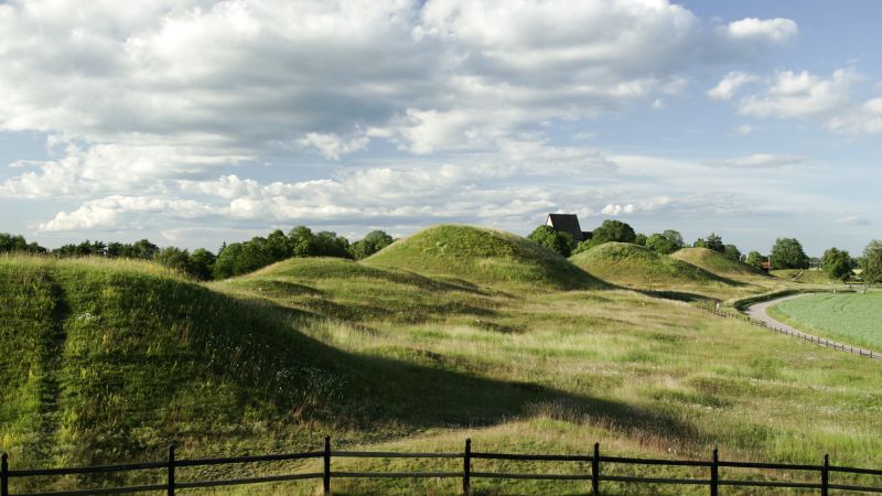 Kungshögarna-i-Gamla-Uppsala-på-sommaren