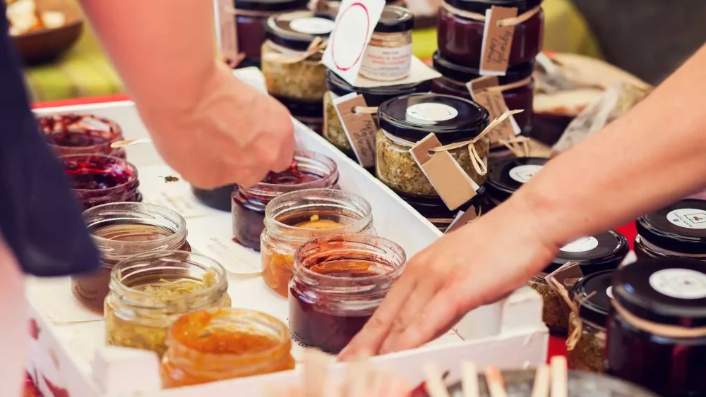 Sylt på ett marknadsbord